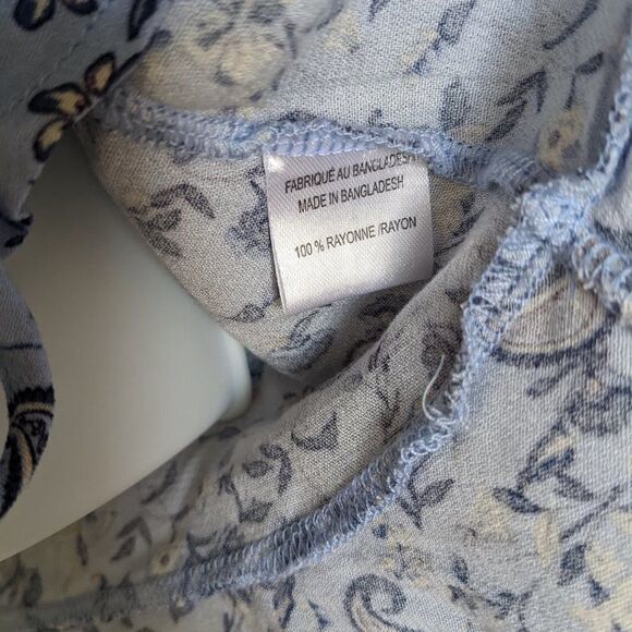 Boho Blouse Ruffled Sleeve Edge Paisley Print Blue Small @E - Picture 6 of 9